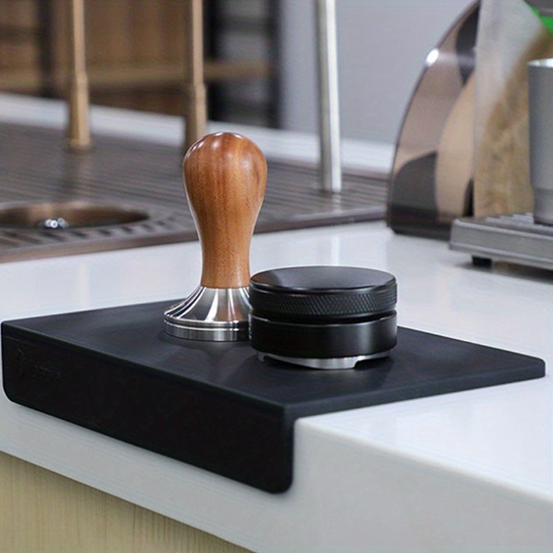 1pc coffee tamper mat tamping rest holder corner   pad black silicone espresso tamping station barista accessories 5 9inch 7 9inch 15cm 20cm details 2