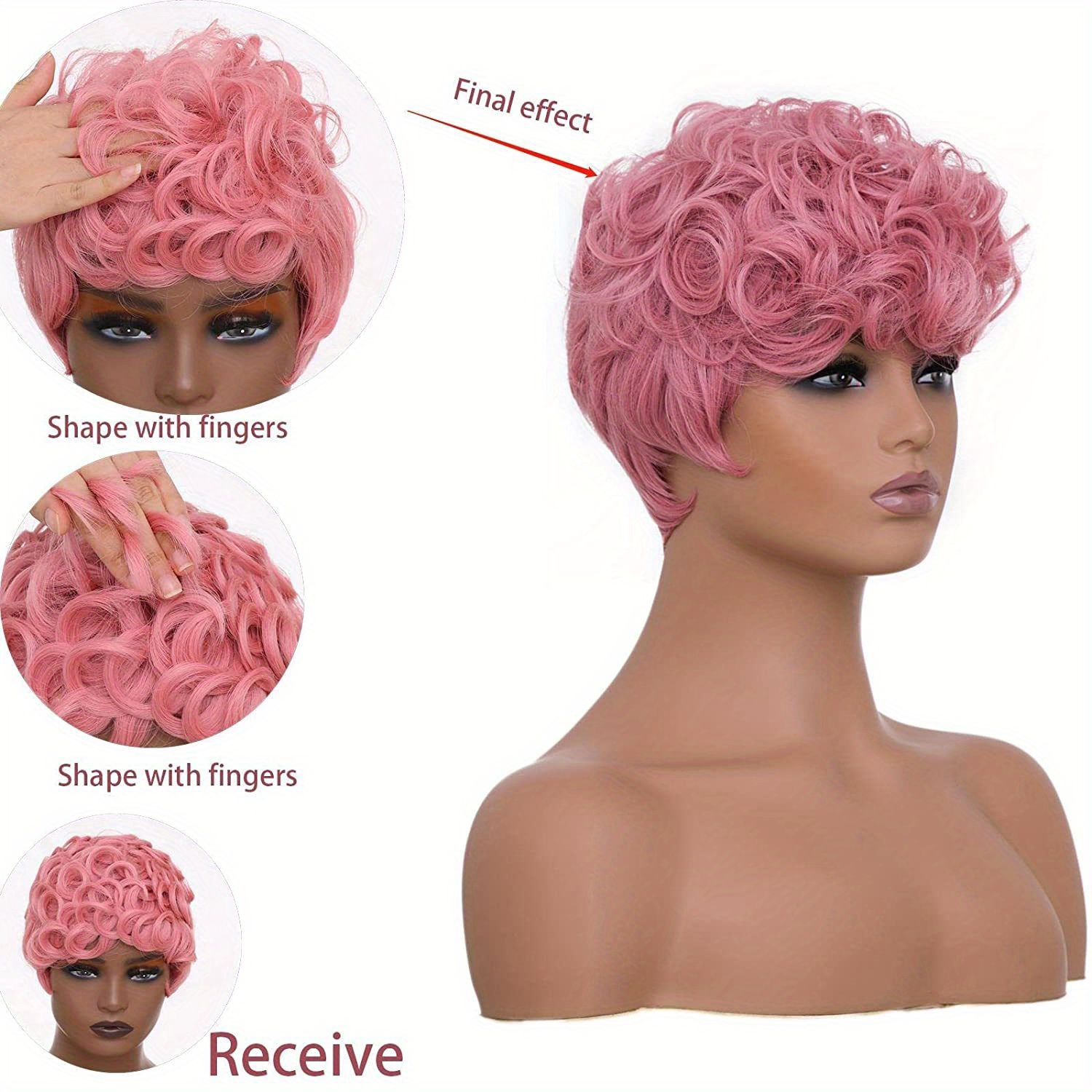 Short Curly Pixie Cut Synthetic Wigs Women Elegant Natural Temu