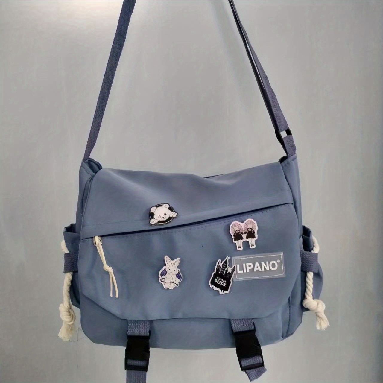 Bags, Messenger Bag Cute Blue With Pins