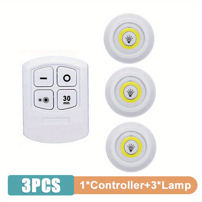 3 pzas Luz LED para debajo del gabinete, luz nocturna de COB ajustable con  mando a distancia, luces del gabinete para la cocina y armario