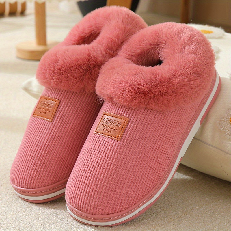 Women's Plush Lined Winter Indoor Slippers Warm & Comfy Slip On Anti skid Slides