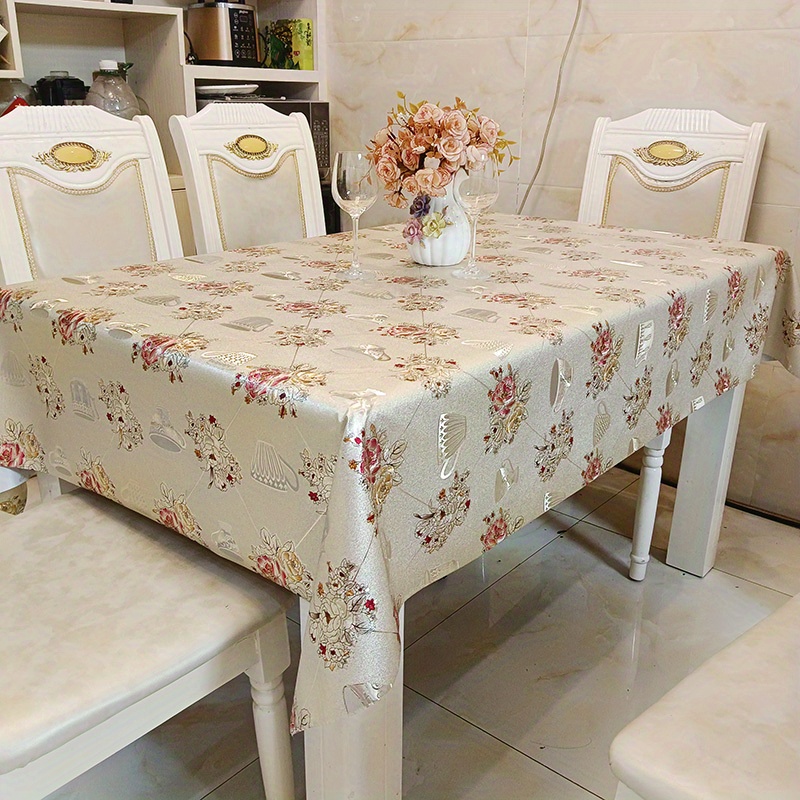 Nordic Light Luxury European Style Gilded Flower Tablecloth - Temu