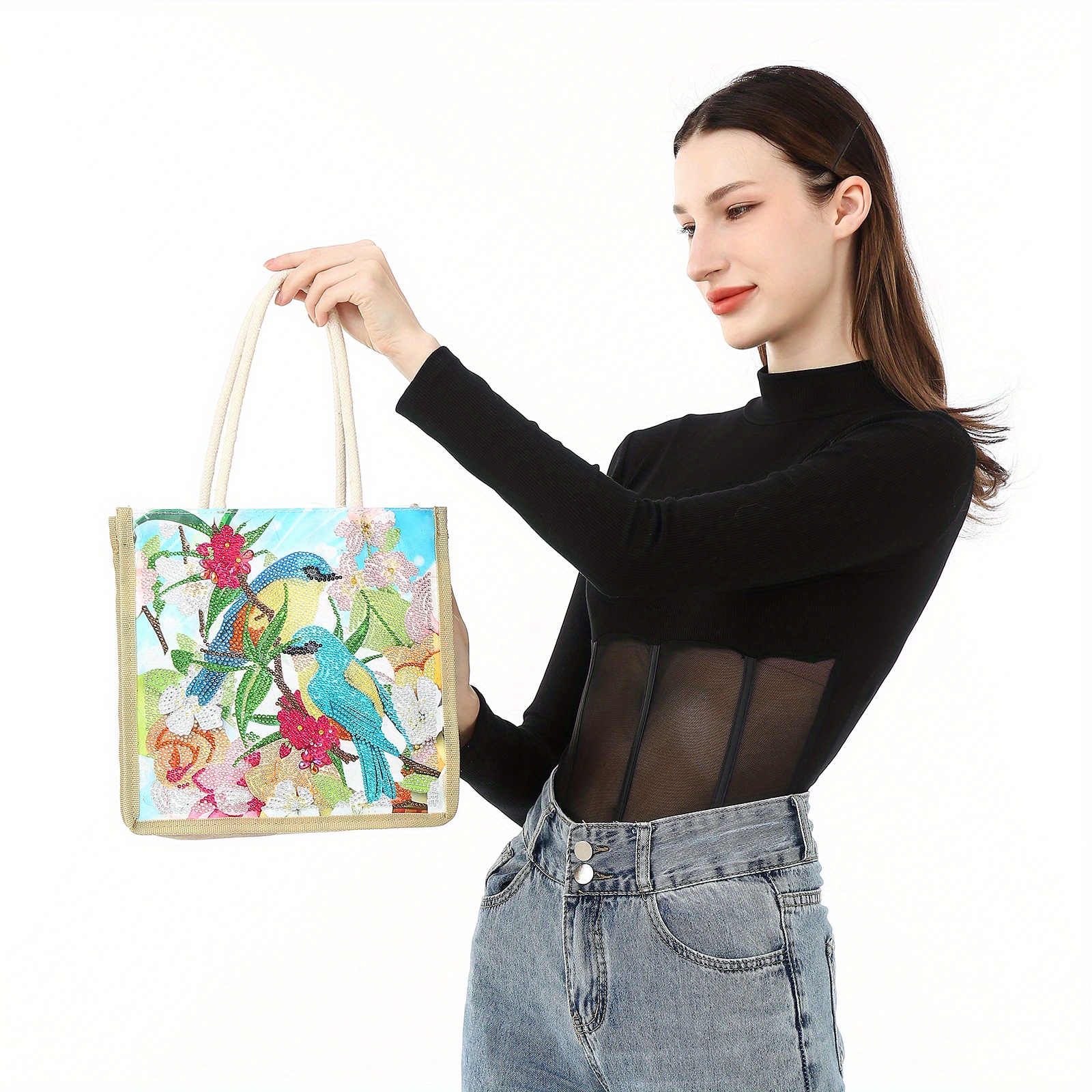 Diy Diamond Painting Tote Bag Diy Diamond Painting Handbag Cross Stitch Art  Kit Reusable Shopping Tote Bag Cloth Bag For Women Home Storage Craft -  Temu Italy