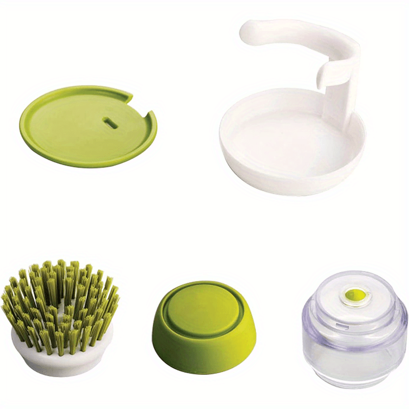 Monfince 3Pcs Dish Brush with Soap Dispenser, Soap Dispensing Palm Brush,  Dishwashing Kitchen Scrub Brushes Dish Scrubber with Holder Drip Tray