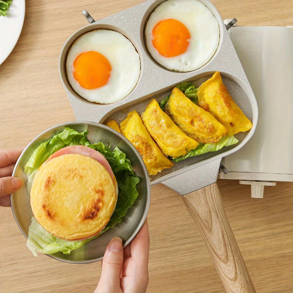 7 Hole Cooking Cake Pan Aluminum Omelette Pan Nonstick Breakfast Egg Cooker  With Handle Cake Mold Kitchen Accessories - Temu
