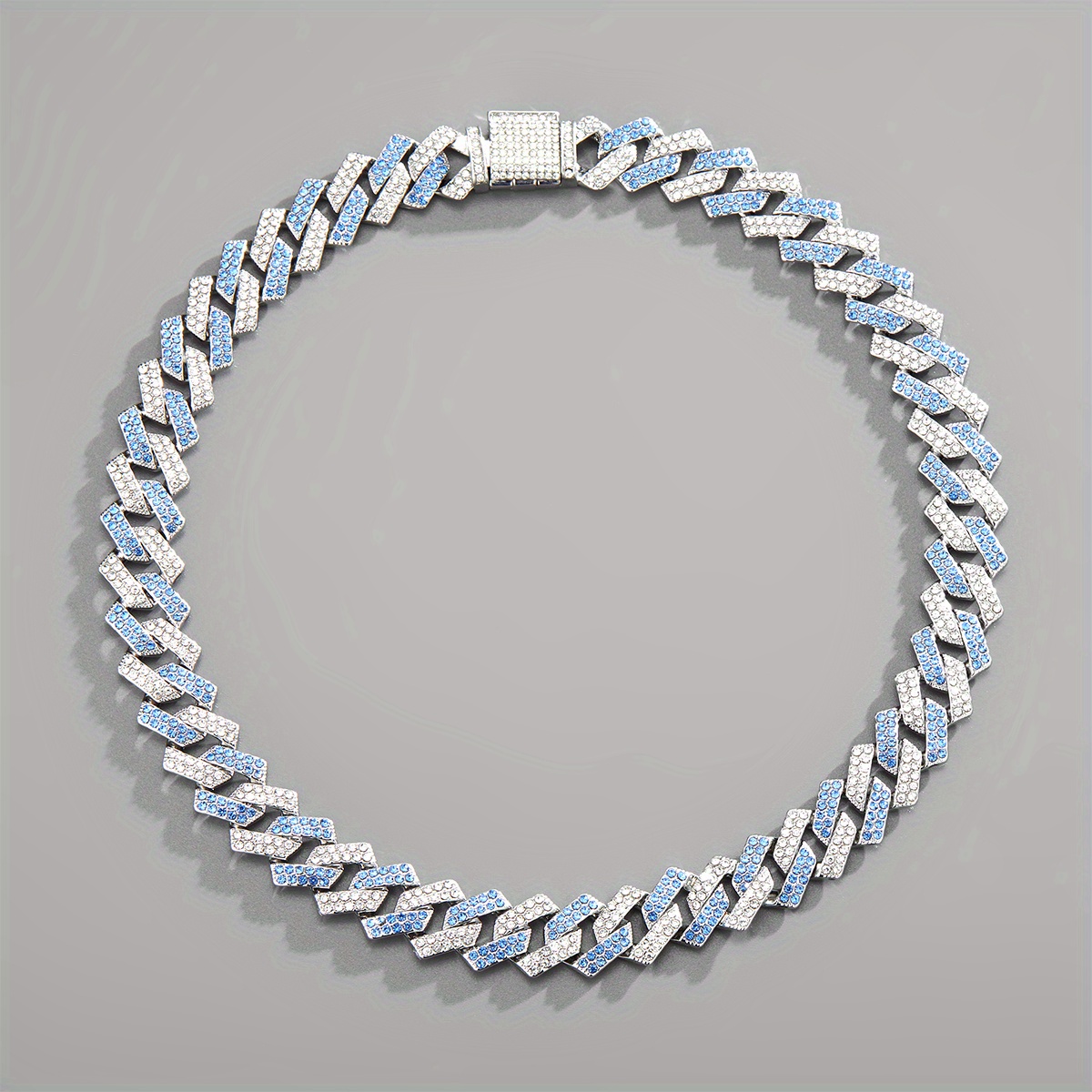 cuban link chain for men silvery     lab   diamond miami necklace choker for women with box clasp hip hop details 9