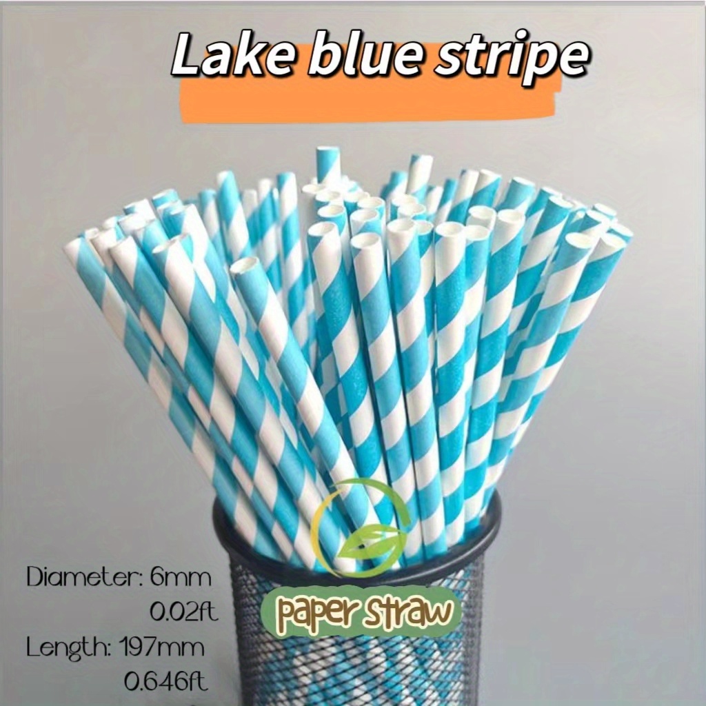 100pcs Striped Paper Straws Disposable Drinking Straws - Eco-Friendly