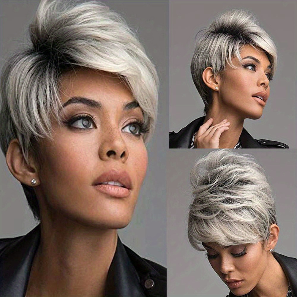 Elegant Pixie Cut Synthetic Wig With Bangs For Women Temu
