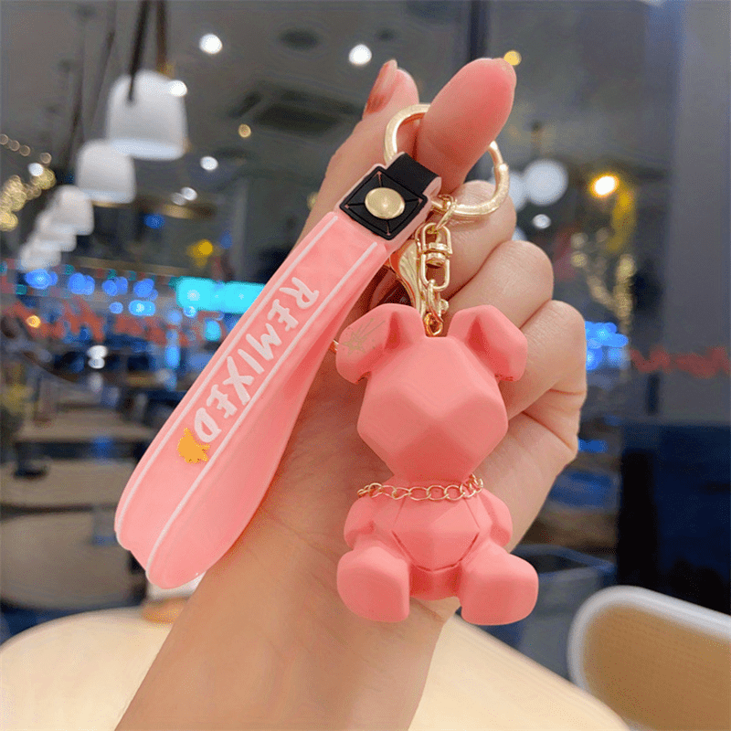 Resin Bamboo Braided Rabbit Keychain Key Chain Couple Pendant Car