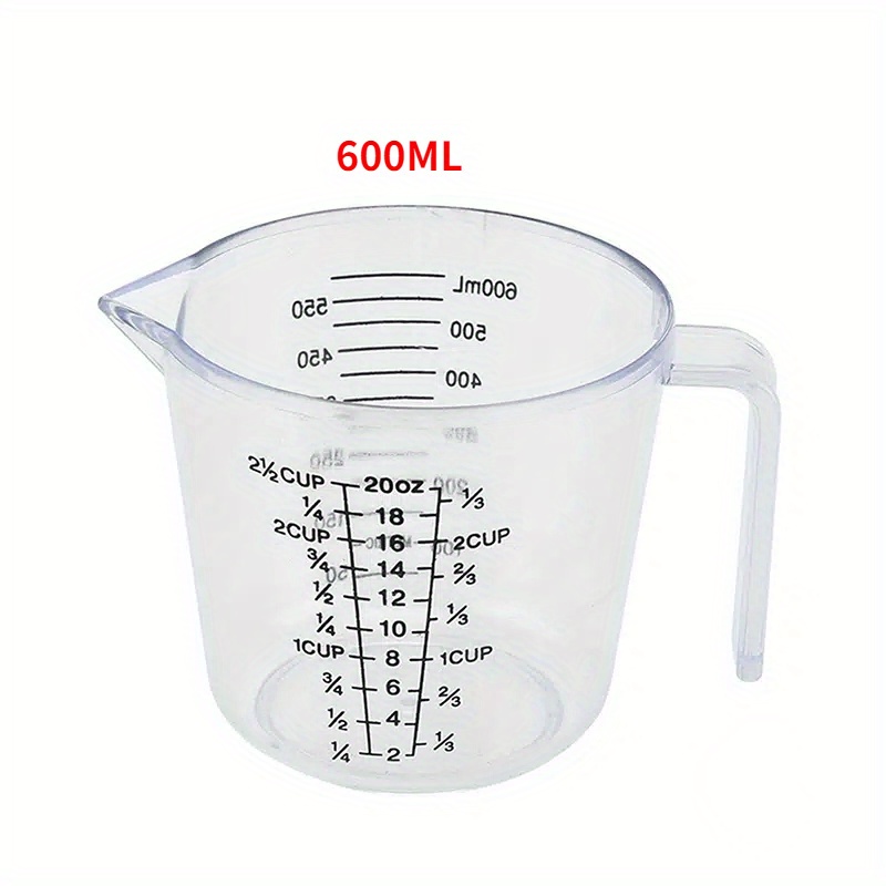 Kitchen Lab Plastic Graduated Scale Liquid Beaker Measuring Cup Tool Clear  600ml 