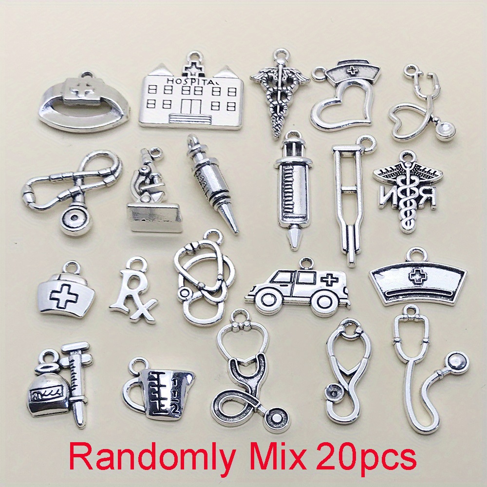 Randomly Mix 20pcs Antique Silver Health Medical Doctor Nurse Charms  Pendants For Jewelry Making Findings Crafting Accessory For DIY Necklace  Bracelet