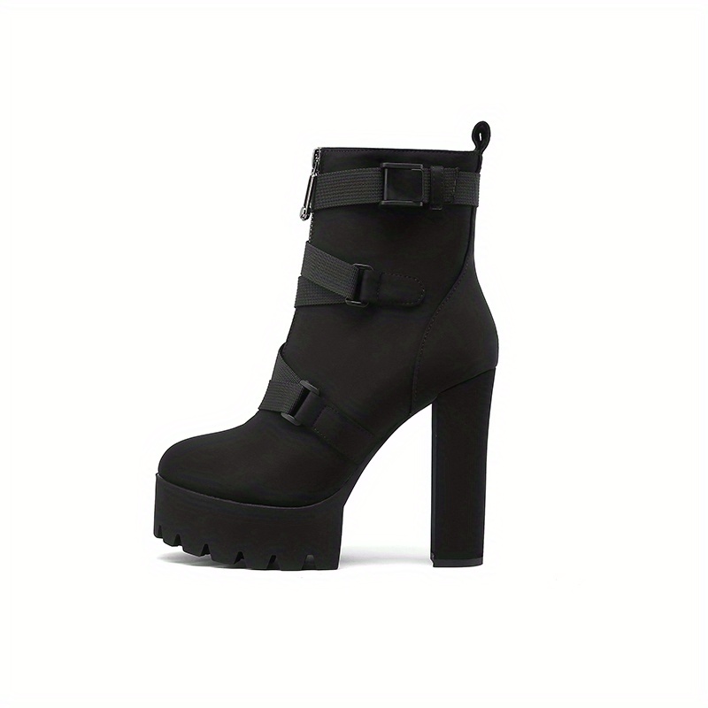 Cairo black lycra shop buckle platform ankle boots