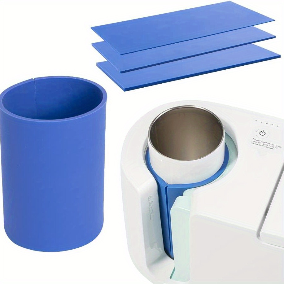 3pcs 3 Thicknesses Suitable For Sublimation Tumbler Blanks Tumbler Press  Attachment, 24.89 X 11.94 Cm Silicone Sublimation Mug Tumbler Wrap Blue