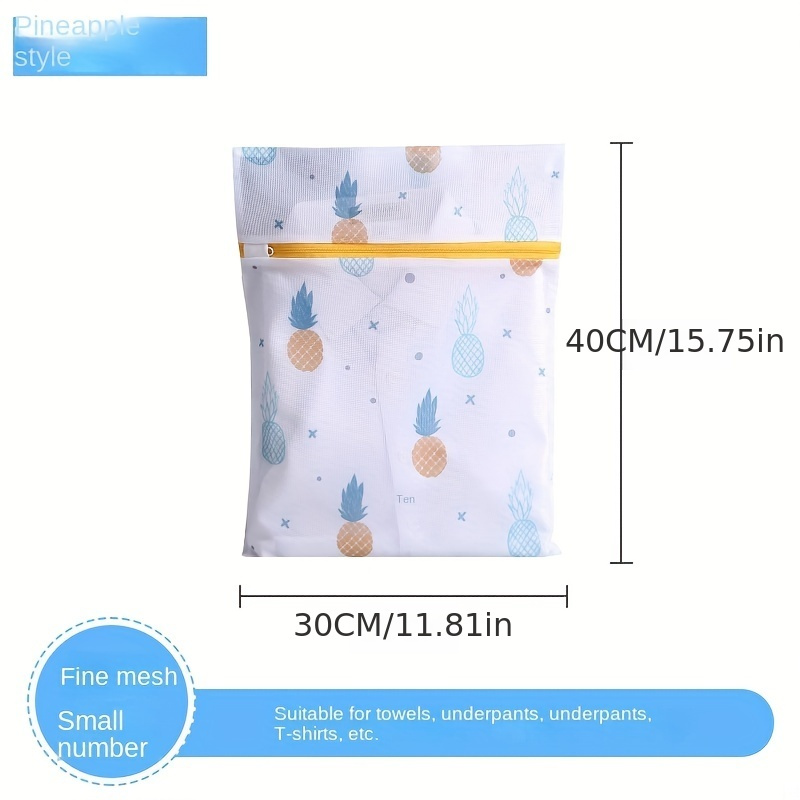 1pc Pineapple Pattern Fine Mesh Laundry Bag - Special Clothing Washing Bag  for Underwear and Bras - Printed Laundry Organizer for Washing Machine - Co