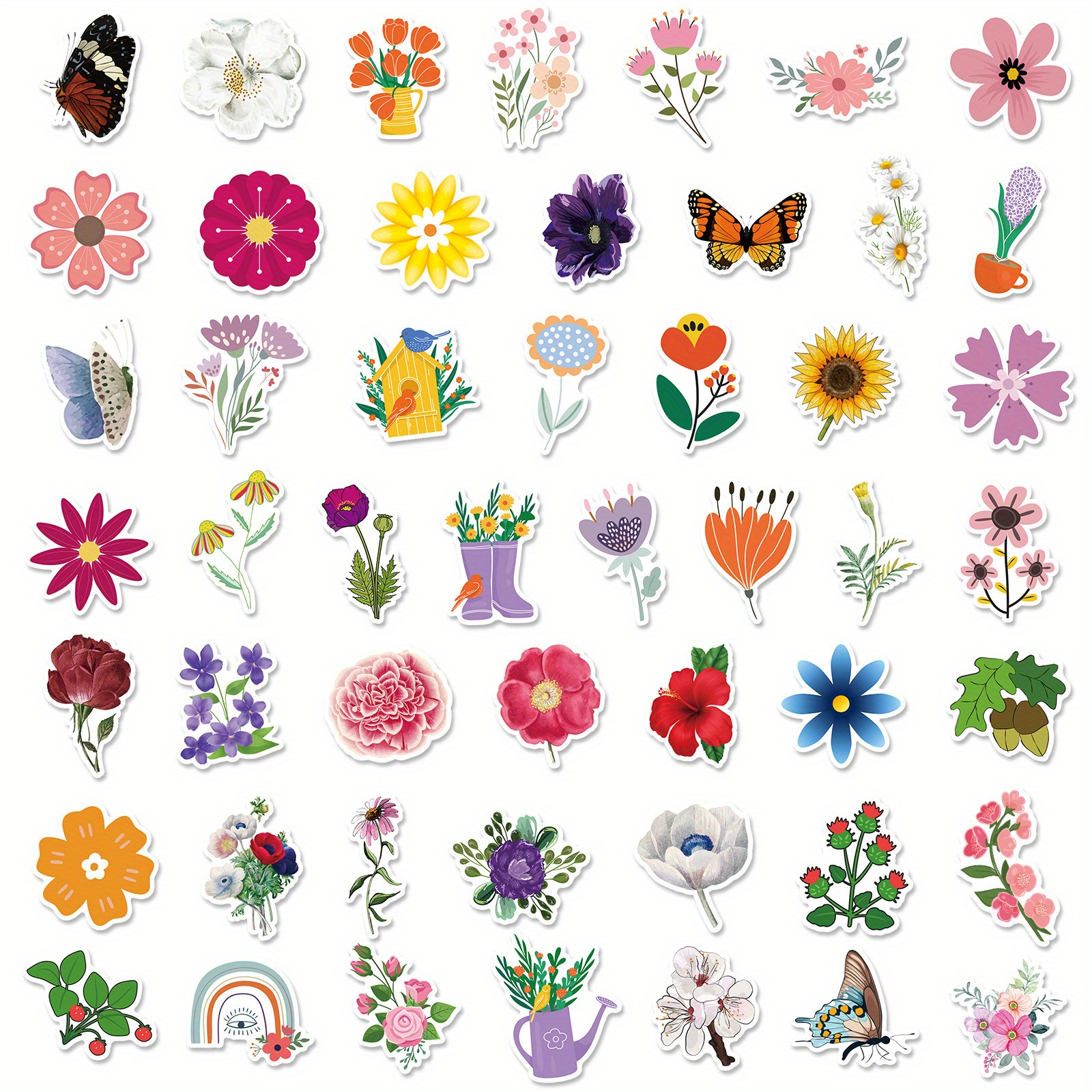 Flower Stickers Aesthetic Flower Decals Laptop Water Bottles - Temu