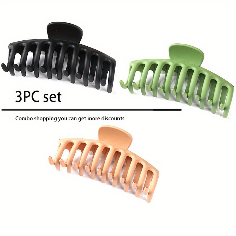 Big Hair Claw Clips-3 Packs Nonslip Large Claw Clip Plastic Hair