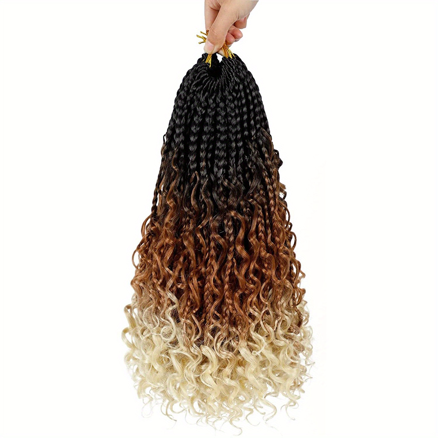 TOMO Goddess Box Braids Crochet Hair with Curly Ends 14 18 24Inch 3S Wavy Box  Braids Synthetic Braiding Hair Extensions 22 Roots - Hair Candy Beauty