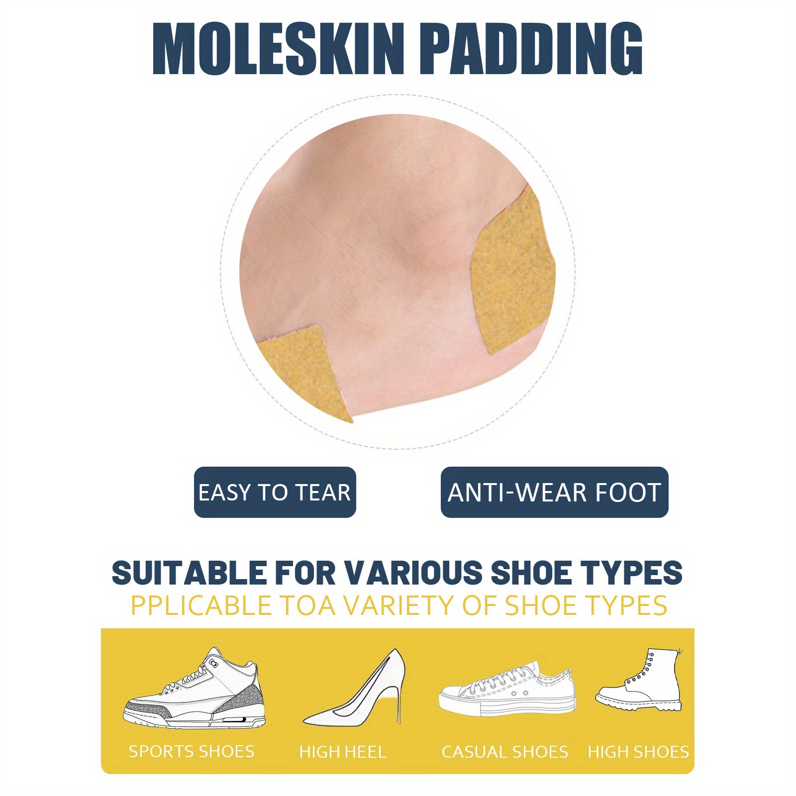 Heel Anti friction Stickers Adhesive Backing Moleskin Tape Temu