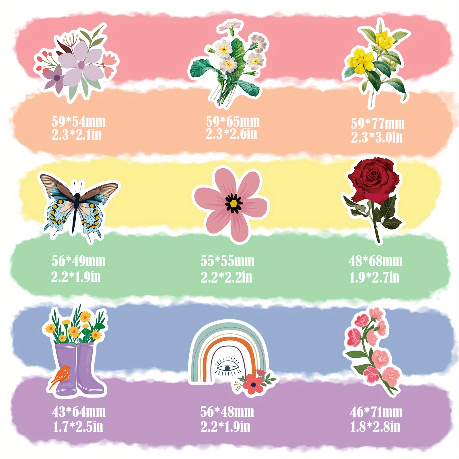 100 Stickers Papillon Fleurs Autocollants Set, Papillon Fleurs Vinyle  Autocollants Décalcomanies pour Ordinateur Portable Bouteilles d'eau Vélo