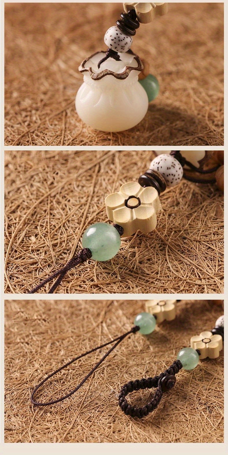 1pc Lucky Bag Keychain Phone Chain Natural White Bodhi Root Blessing