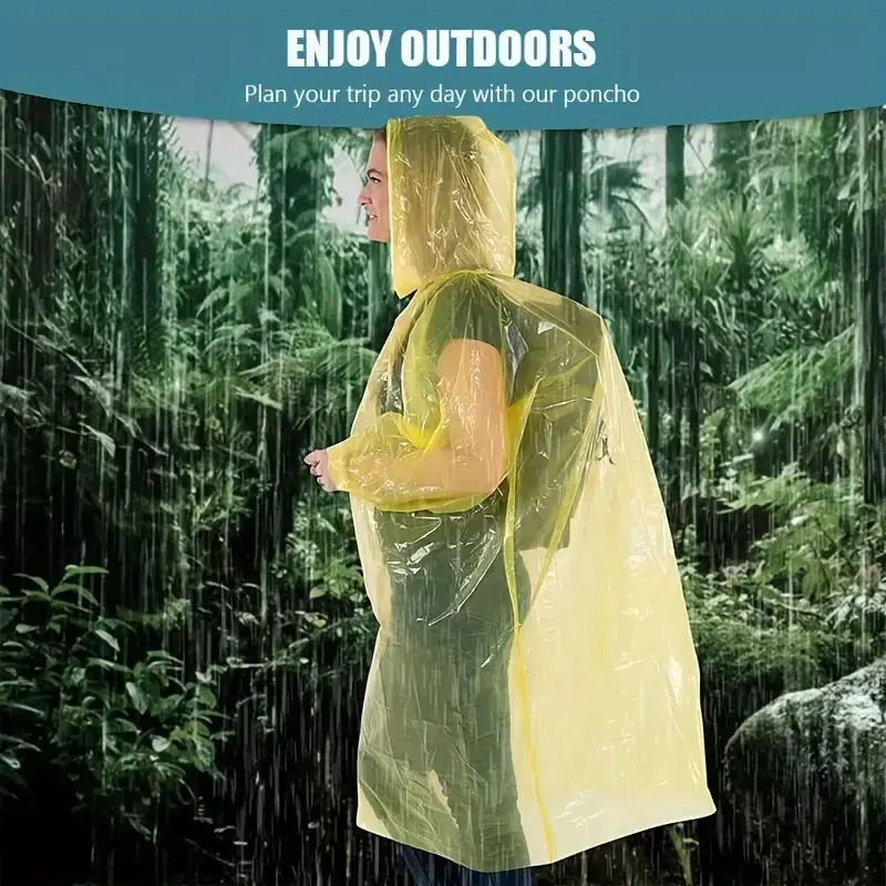 1pcs ultra thin disposable rain poncho for adults and children waterproof outdoor protection random color details 2