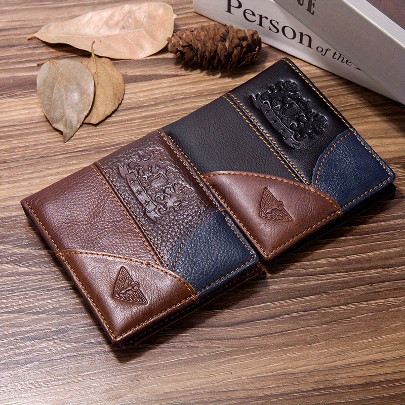 Men's Fashion Leather Short Wallet Money Clip Argyle Pattern Multi-card  Card Holder Purse Horizontal Wallet Coin Purse Gift For Men - Temu Ireland