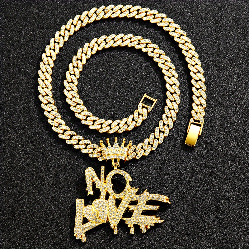 Hip Hop Cuban Chains With No Love Necklace Pendants For Men And
