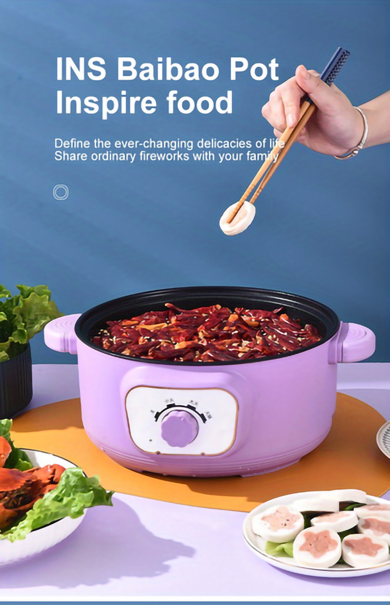 1pc large capacity patented design kitchen multi functional double layer electric cooker with steamer 3 5l stainless steel split cooking pot details 2