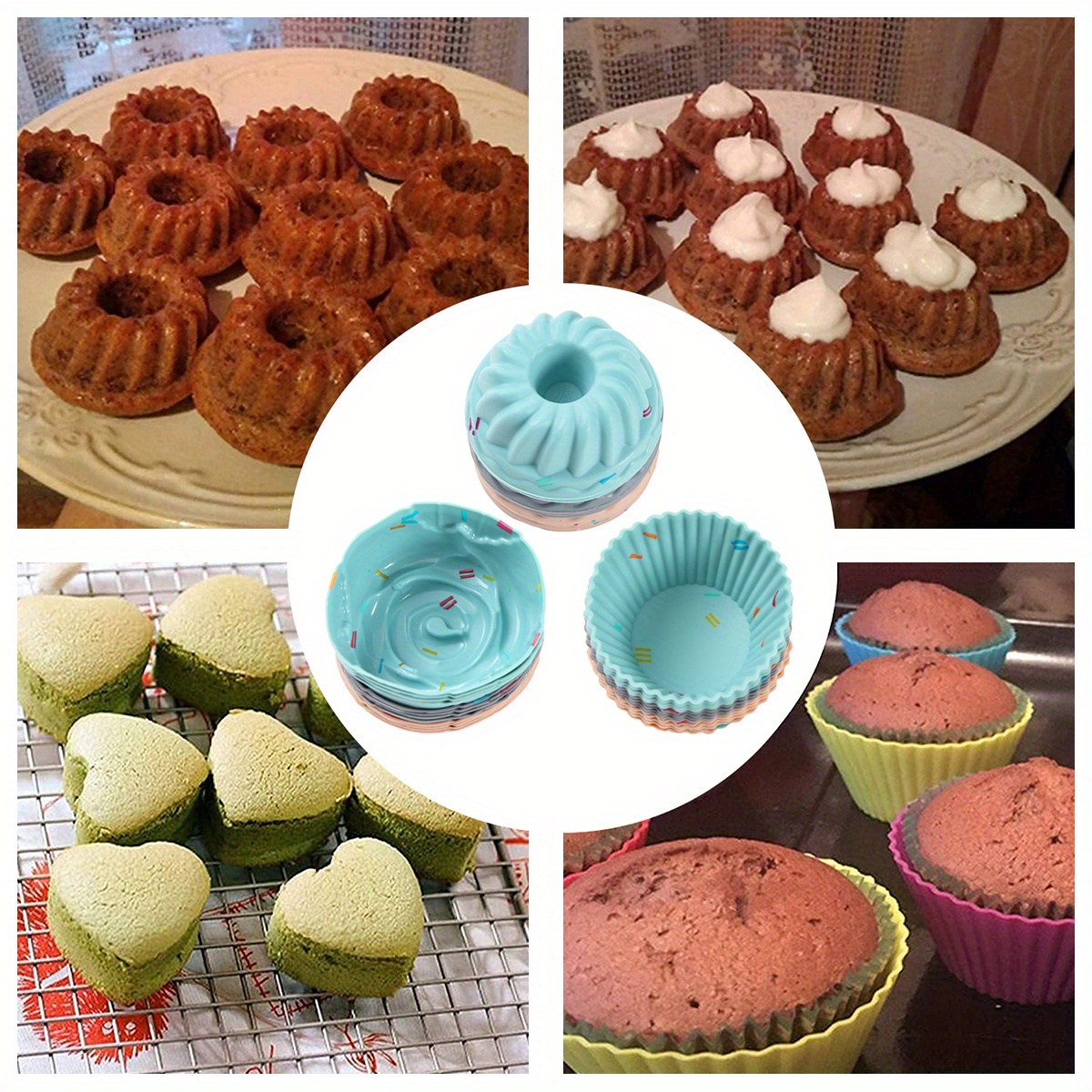 36 Moldes De Silicona Para Reposteria Muffins Cupcakes Magdalenas Tazas  Hornear