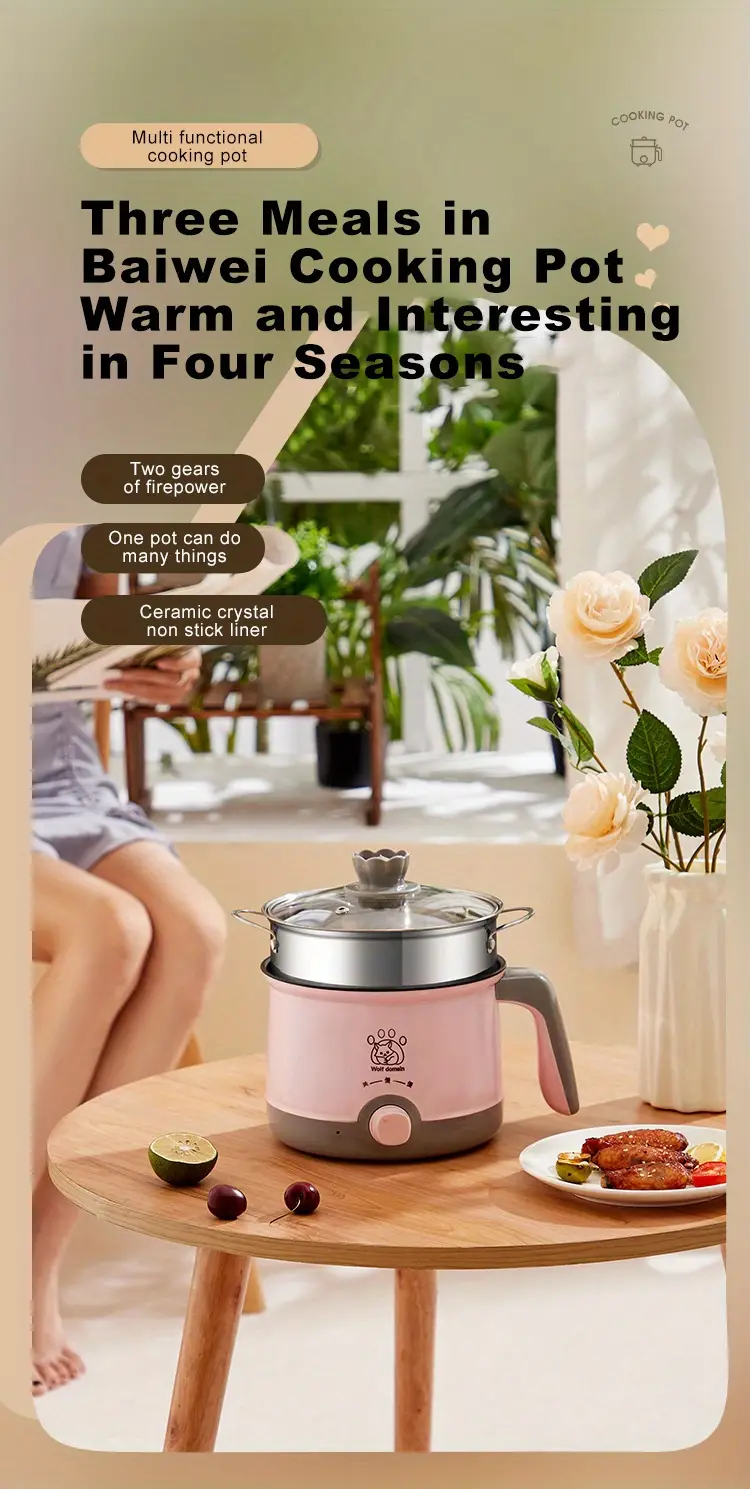 1pc 6 9inch electric cooker small mini multi function household electric ramen cooker hot pot easy to clean 1 8l details 1