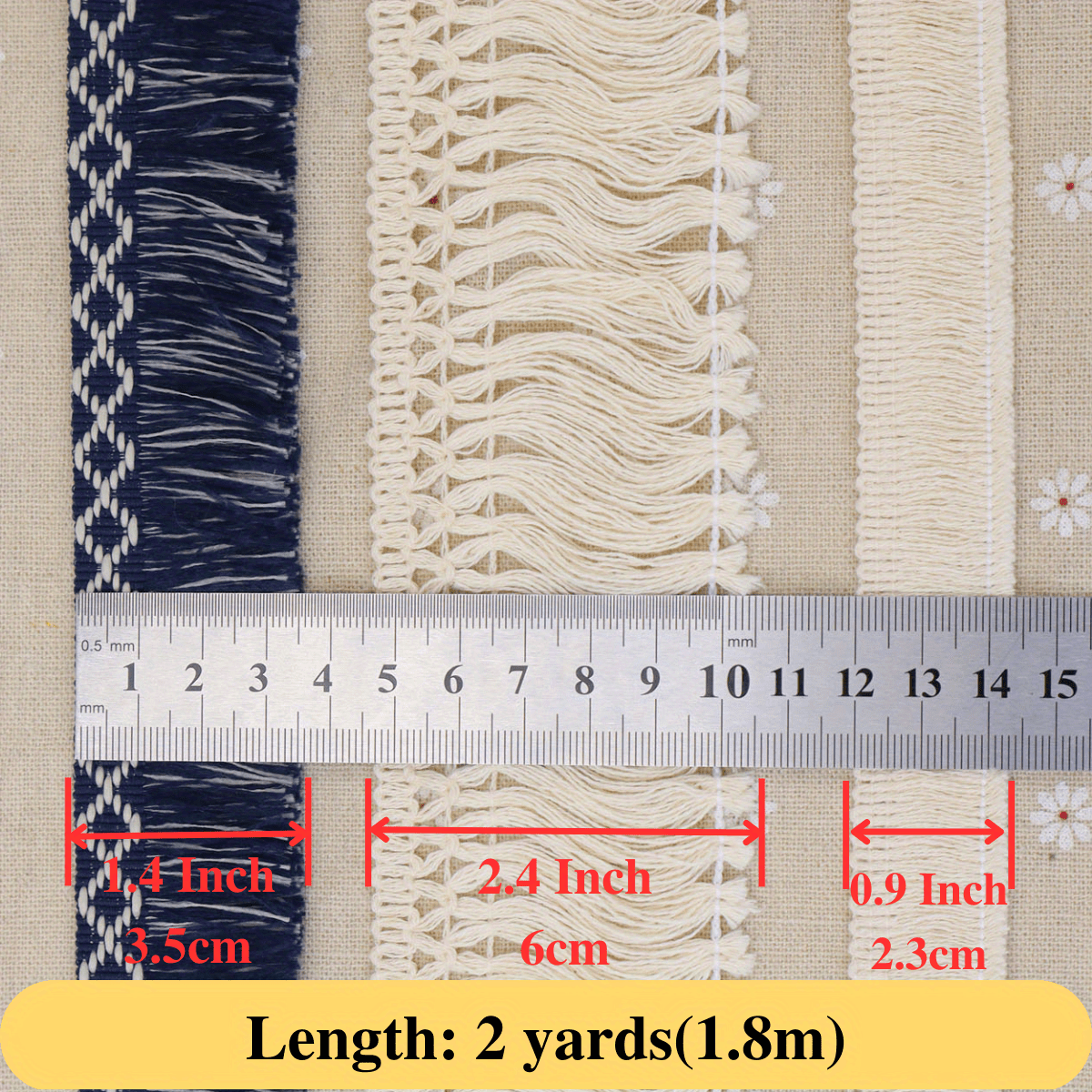 20mm Decorative Cotton Fringe Trim by Yard - Crafting & Sewing Trim