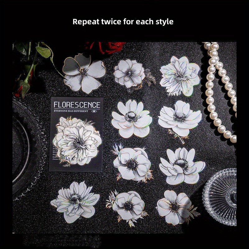 20pcs Pack Night Rose Decorative Stickers for Scrapbooking Diary Planner