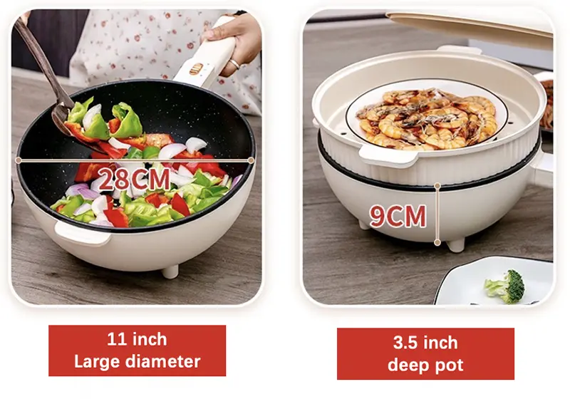 4l large capacity multifunctional electric frying pan all in one non stick pan cookers pot cooker home appliance chafing dish steam details 5