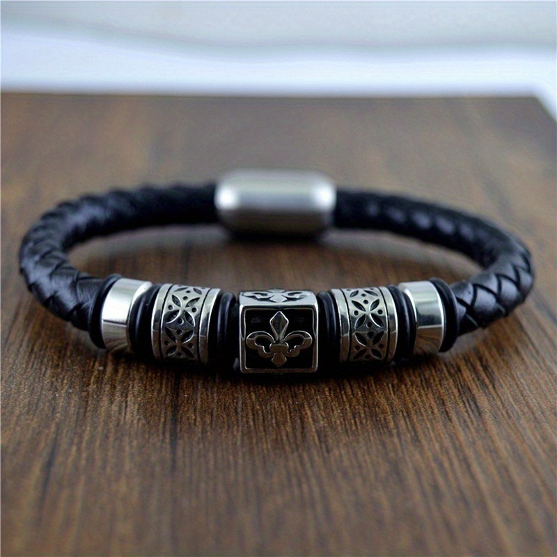 Mens Trendy Retro Braided Detail Bracelet Gift For Family And Friends