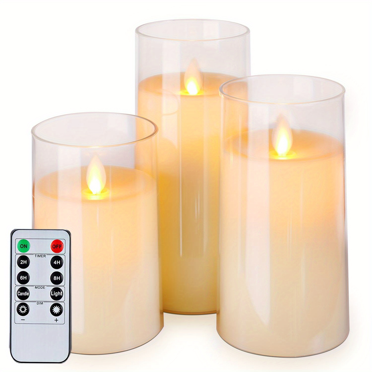 3pcs Ivory White Flickering Flameless Candles, Battery Operated Acrylic LED  Pillar Candles With Remote Control And Timer, Home Decoration