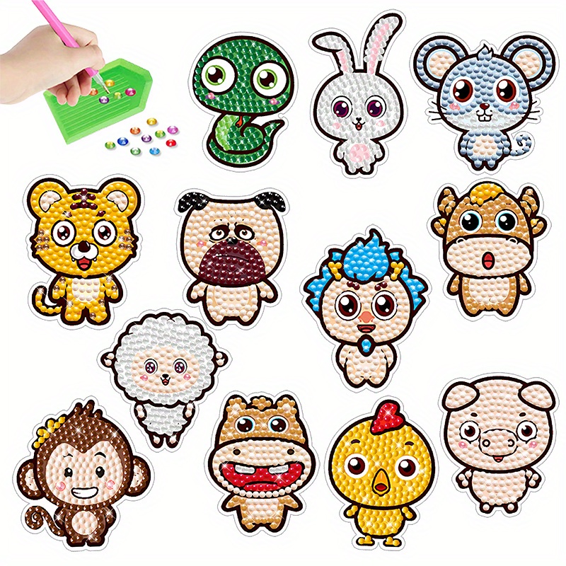 Diamond Painting Stickers Kits for Kids Cartoon Animal Diamond Art Stickers  5D D