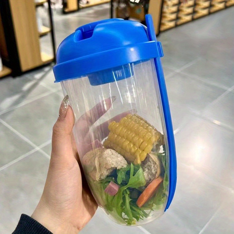 1pc, Salad Cup, Salad Meal Shaker Cup, Plastic Healthy Salad Container  Fork, Salad Dressing Holder, Salad Cup For Picnic Lunch Breakfast, Kitchen  Stuff, Kitchen Gadgets, Back To School Supplies 1000ml/33.8oz