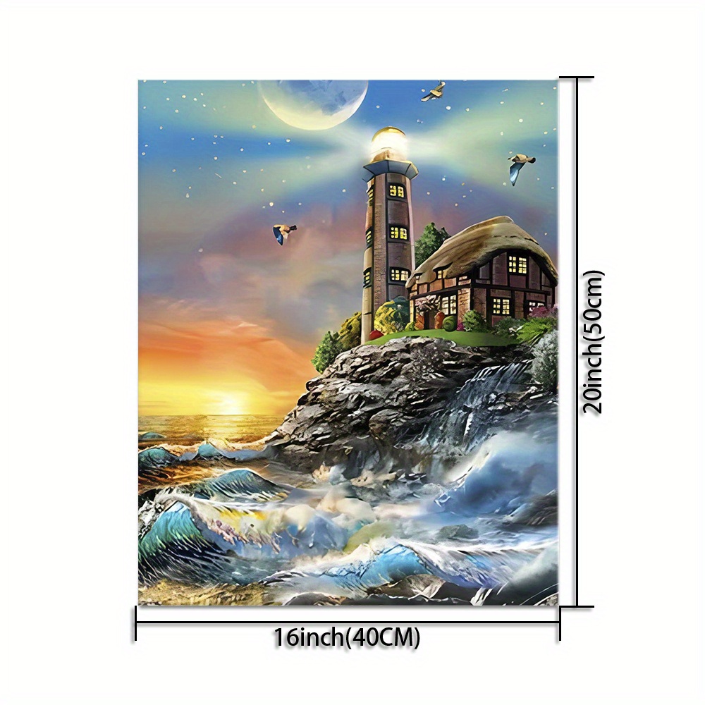 Diy Acrylic Painting Kit Lighthouse Oil Painting By Numbers - Temu