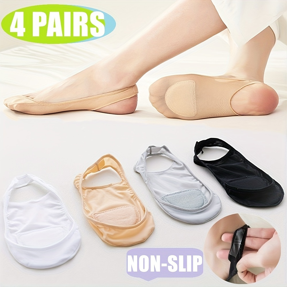 4 Pairs Hidden Socks Non Slip No Show Socks, Boat Sock Breathable Low Cut  Ankle Sock, Invisible Socks, Women's Stockings & Hosiery