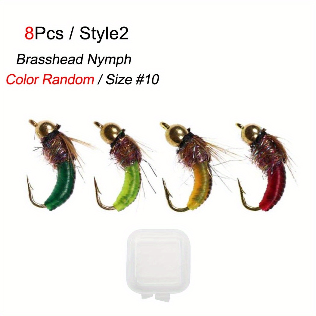 MYG 4pcs Fly Fishing Lure Worm Fly Bait Fly Fishing Trout Lure Bait Brass  Bead Head 