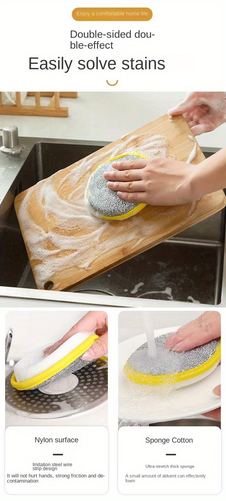  8 uds esponja fregado esponja limpieza esponja lavavajillas  almohadilla limpiador de tazón de fuente de limpieza esponja de limpieza  limpieza wok hogar : Salud y Hogar
