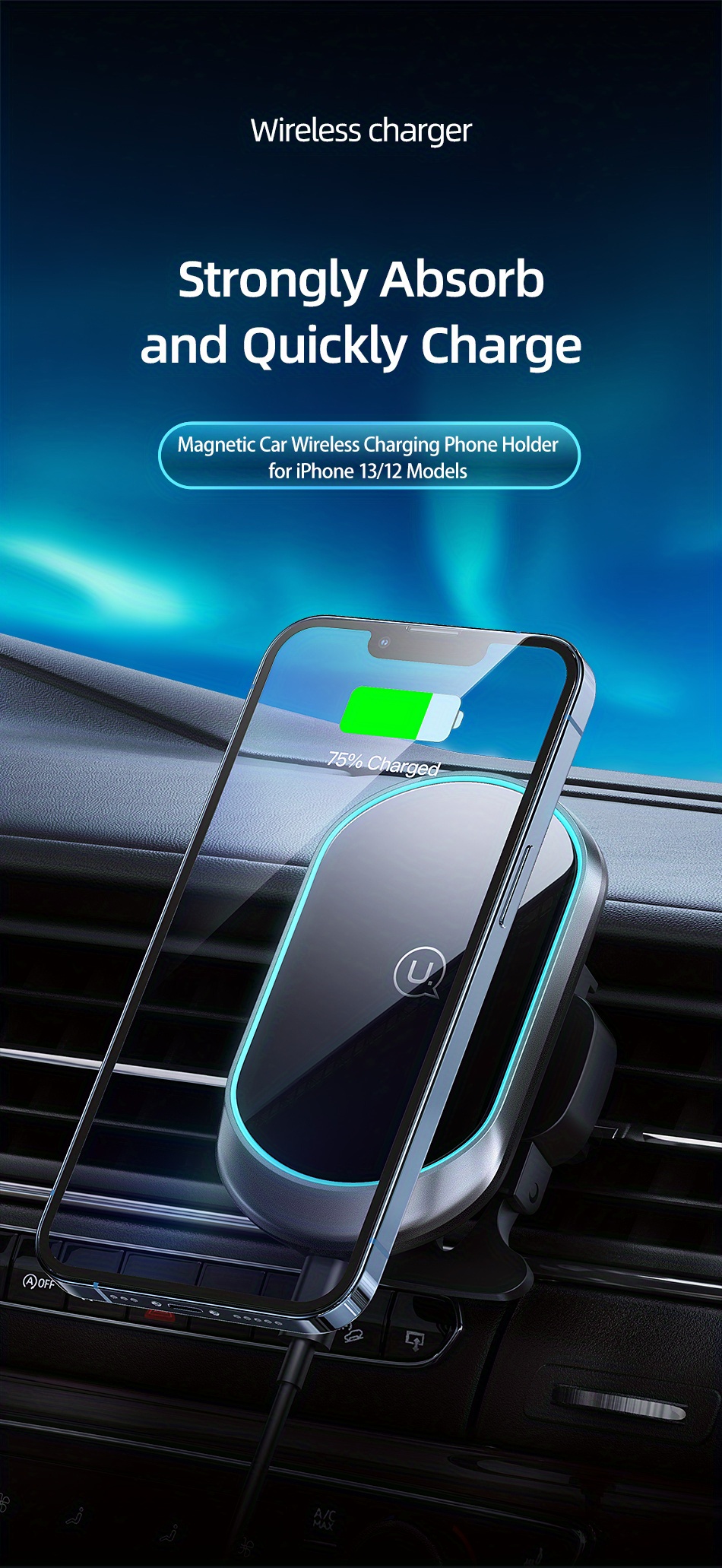 Usams 15w Car Wireless Fast Charging Magsafe Charger For Phone