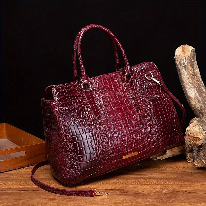 Crocodile Embossed Handbag, Fashion Leather Crossbody Bag, Women's Top  Handle Satchel Purse - Temu