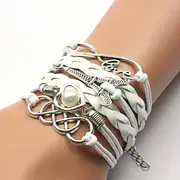 1pc fashionable and vintage handwoven bracelet with heart and tower pattern for men and women details 2