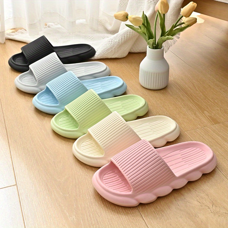 Minimalist Indoor Pillow Slides, Super Soft Soldi Color Non Slip Eva Shoes,  Women's Home Bath Slides - Temu