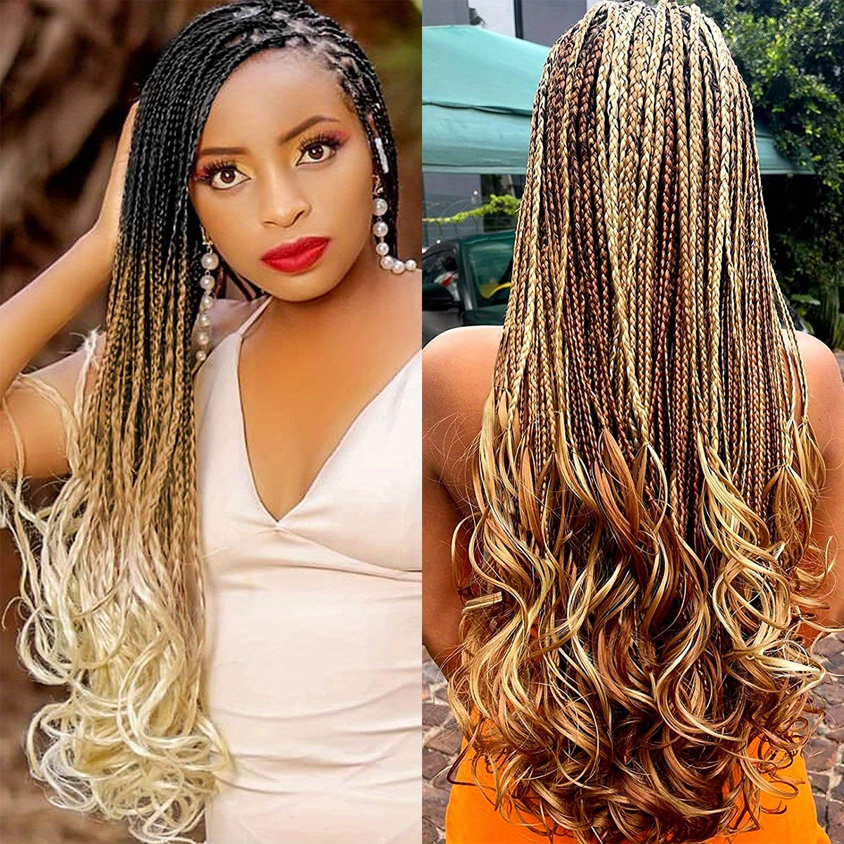 Goddess Box Braids Bouncy Wavy Ends Braid Hair Pieces - Temu Canada