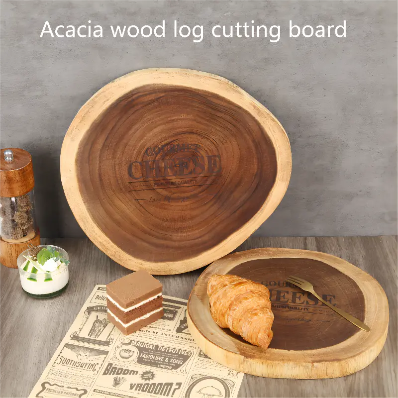 1pc acacia wood cutting board irregular tree stump chopping board for outdoor camping and kitchen use durable and serving board and kitchen gadget details 0