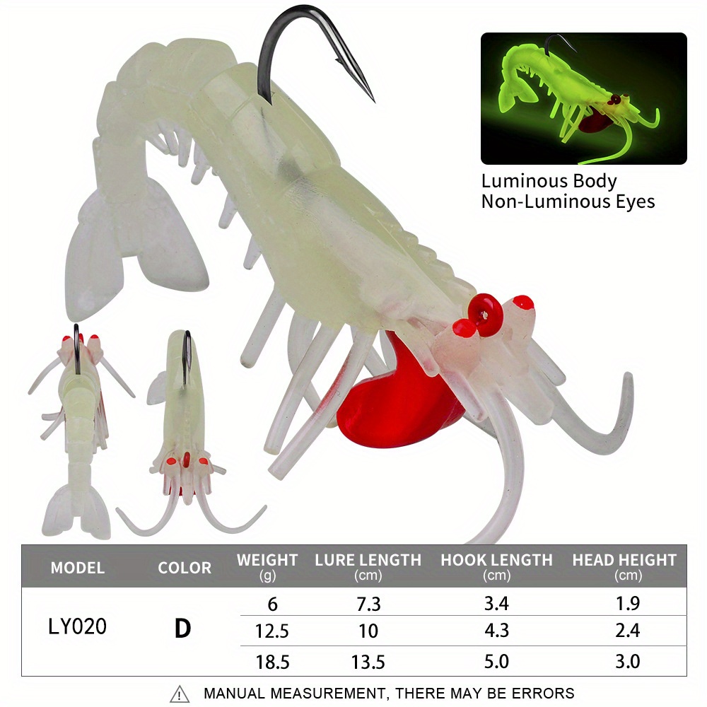 Luminous Shrimp Lures 5 section Baits Lead Jig Head Barbed - Temu Canada