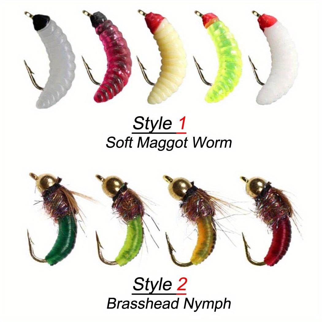3x Red Head White Grub/maggot Fly Fishing trout Flies Size 10 Trout  Indicator