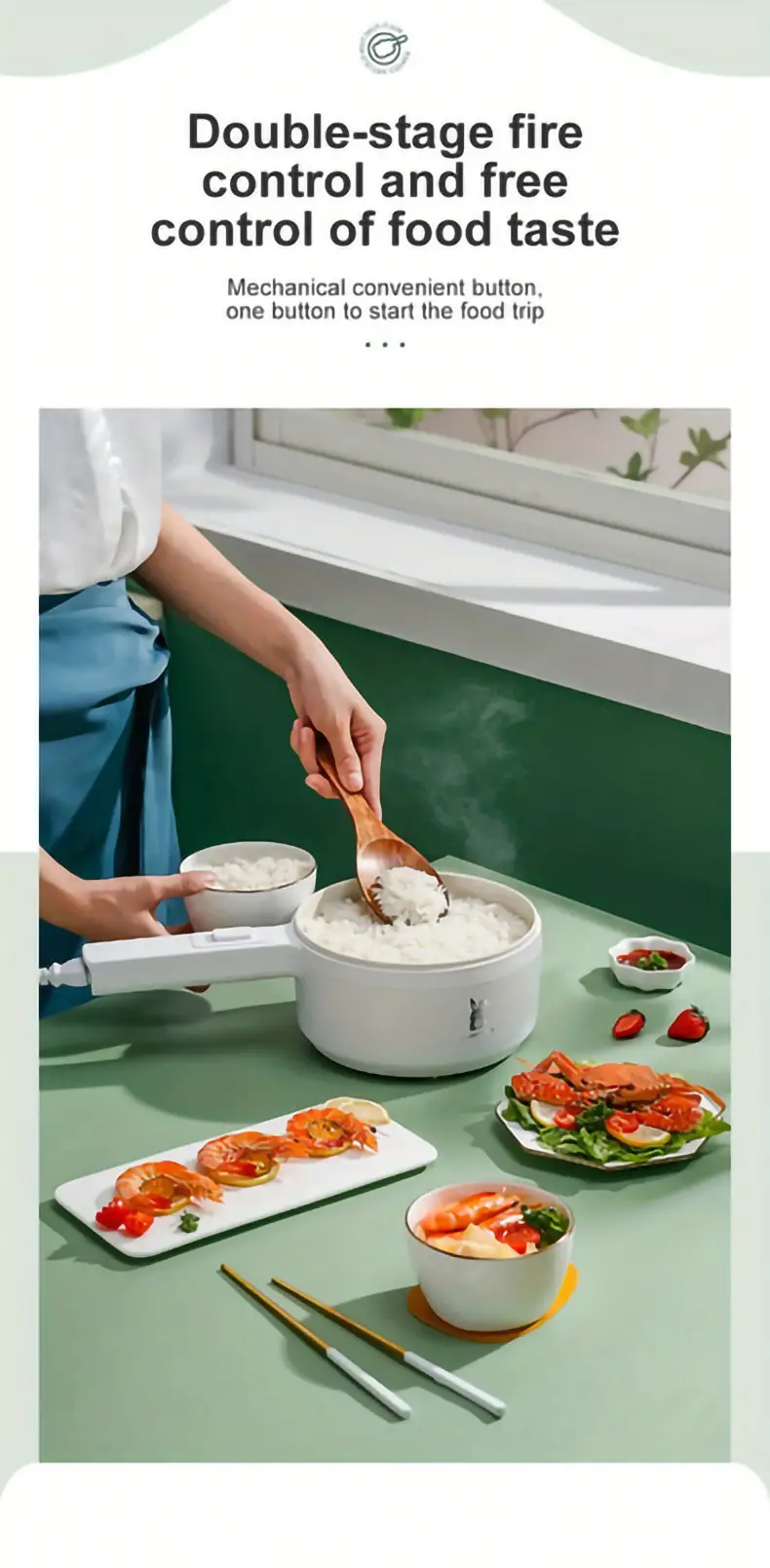 1pc long handle double layer 2l multi function pot electric hot pot rice cooker multifunctional electric cooking pot student dormitory mini cooking noodle cooking pot non stick electric hot pot 110v details 1
